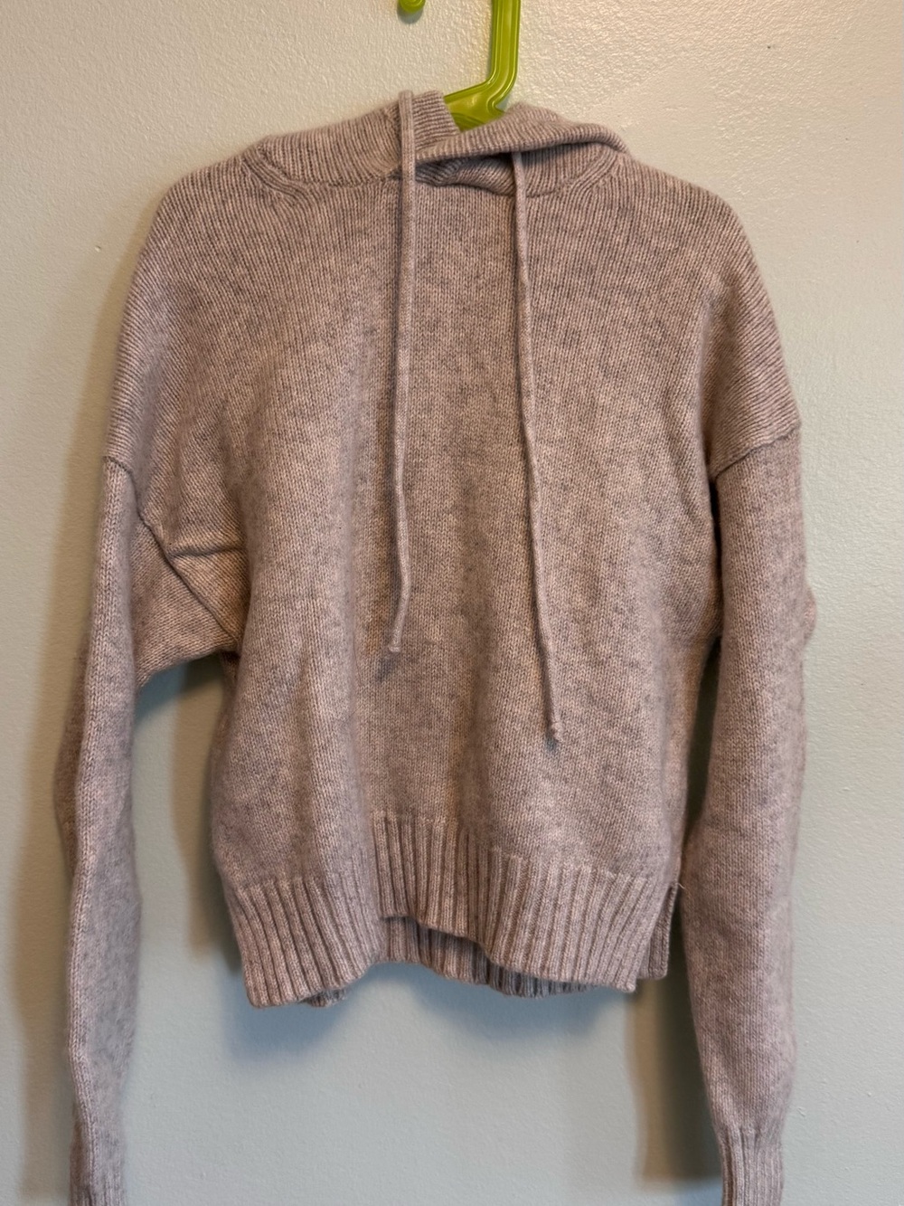 Babaton Heathered Beige Knit Hoodie Sweater
